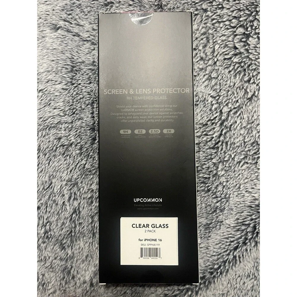 UPCOMMON UARMOR ClearGlass Screen Protector 2-Pack for IPhone 16 9H Hardness